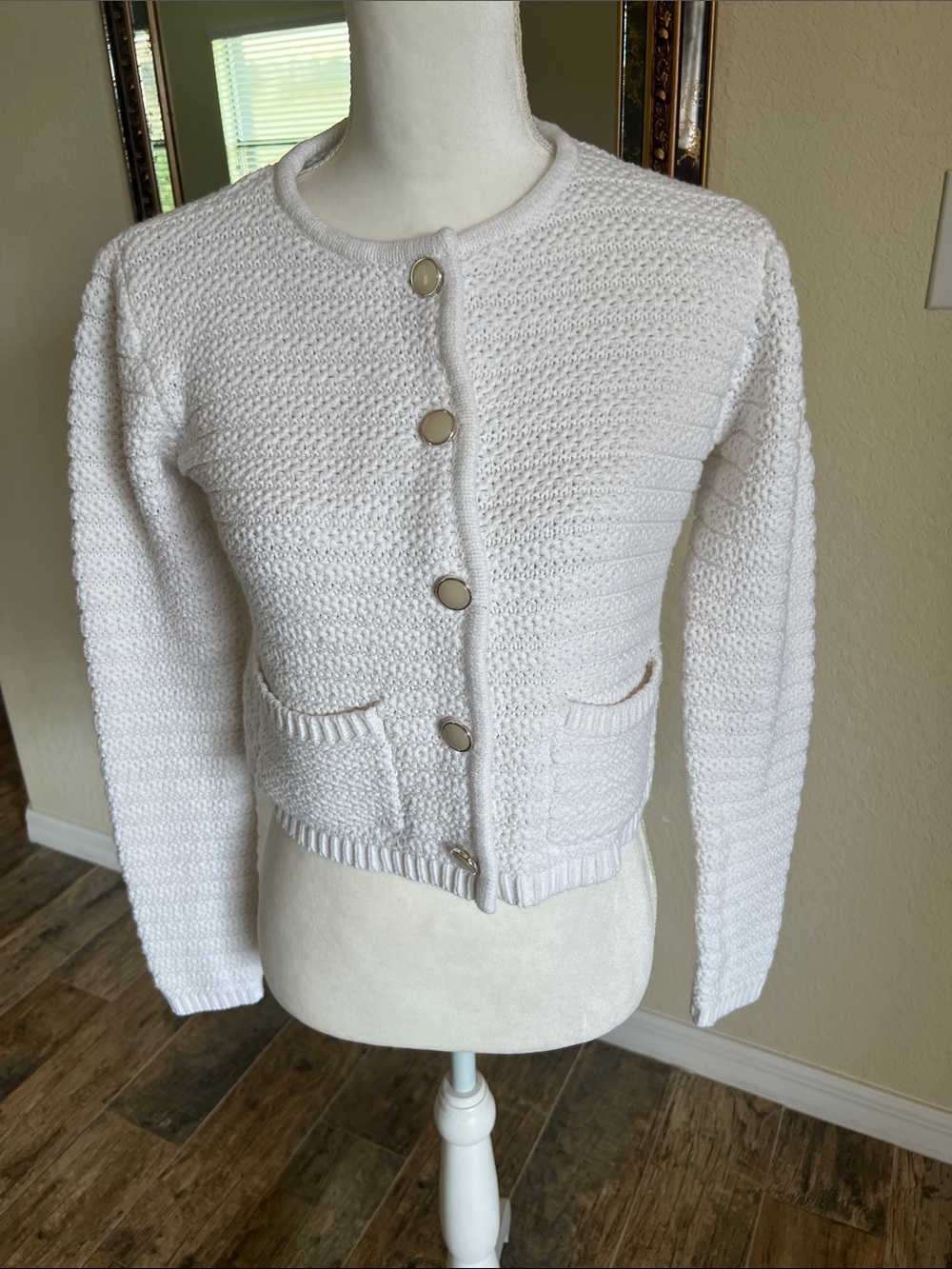 Joie White Textured Knit Button-Front Cardigan - Picture 5 of 17